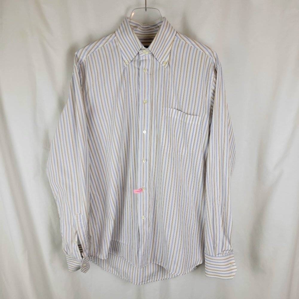 CANALI Striped Button Down 100% Dress Shirt
